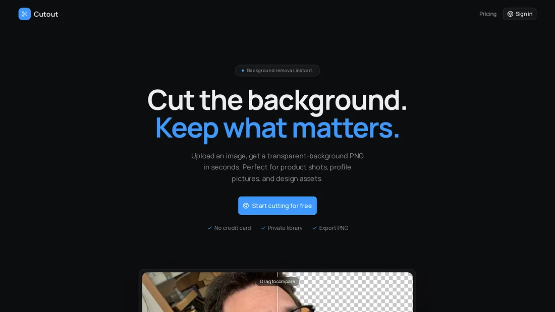 Cutout — background removal app built with OhMyUnicorn Forge