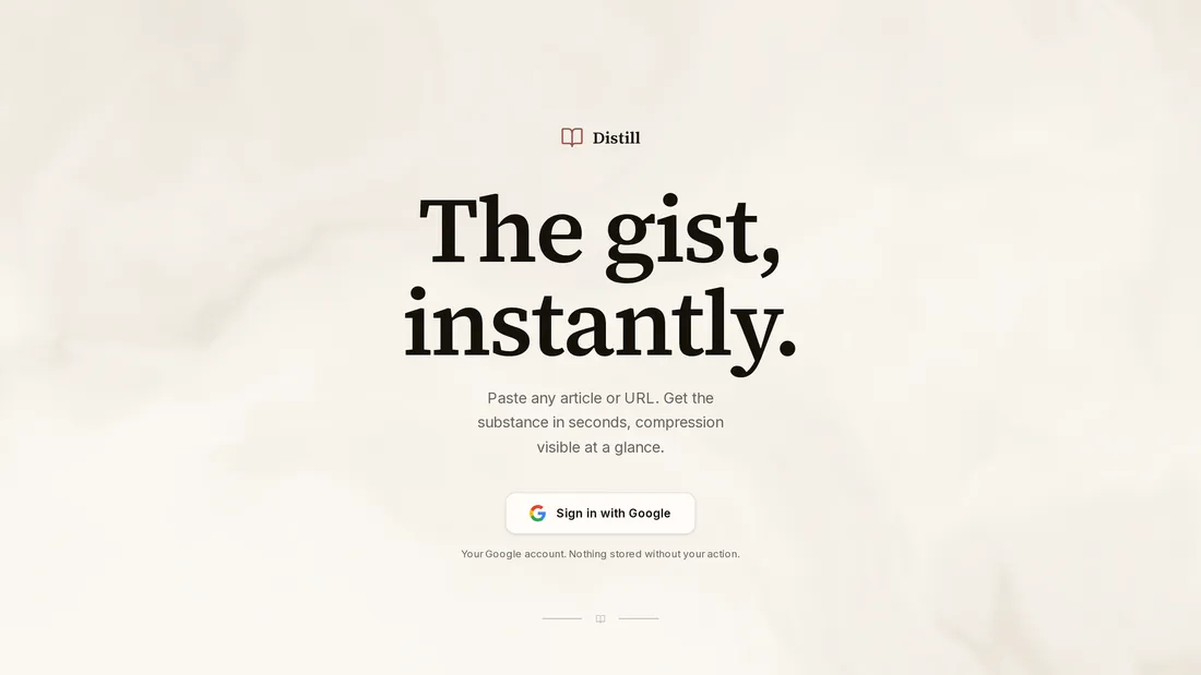 Distill — article summarizer built with OhMyUnicorn Forge