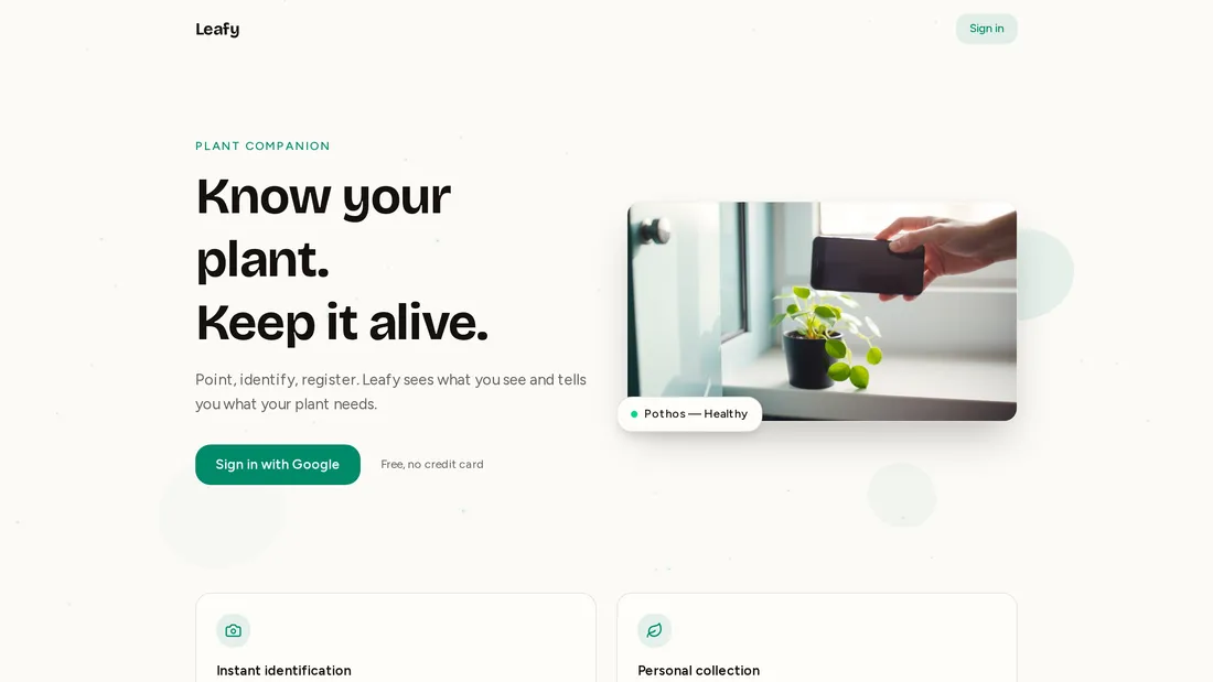 Leafy — plant identification app built with OhMyUnicorn Forge