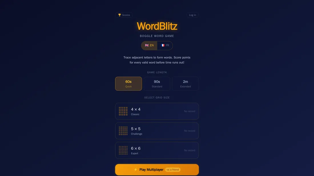 WordBlitz — word game built with OhMyUnicorn Forge